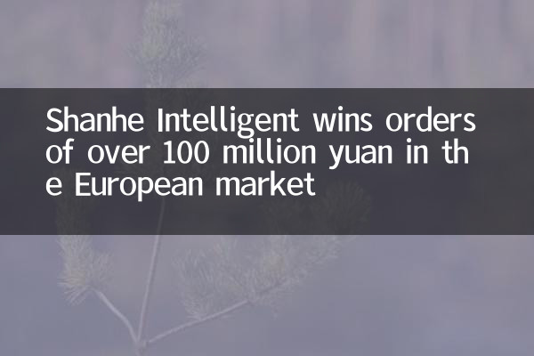 Shanhe Intelligentは、欧州市場で1億元以上の注文を獲得します